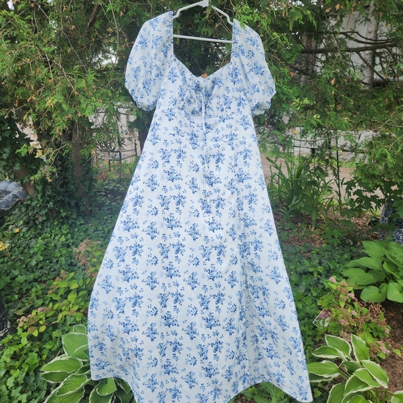 Floral Blue and White Maxi Dress - Picture 2 of 3
